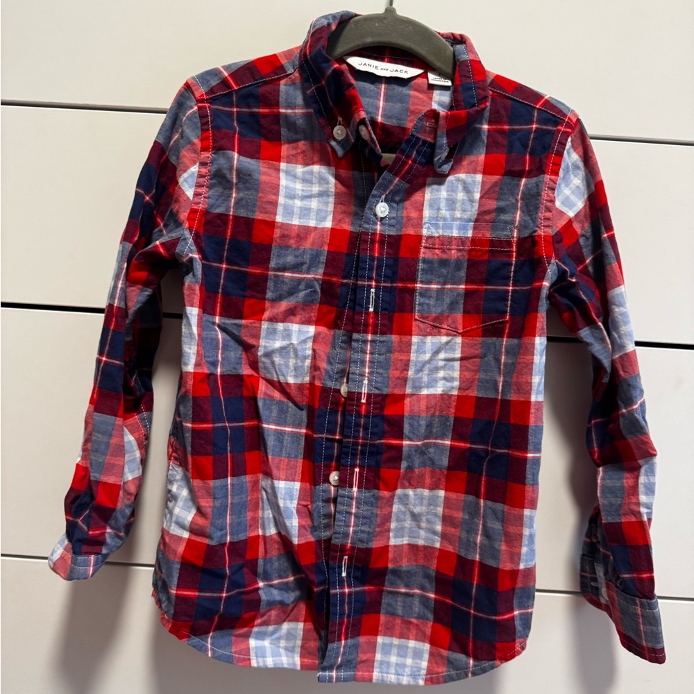 Janie and Jack Red and Blue Plaid Shirt
